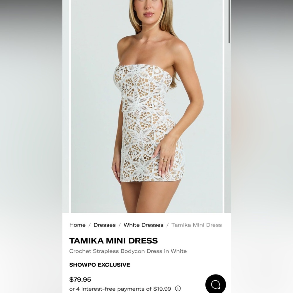 Showpo White Crochet Strapless Dress